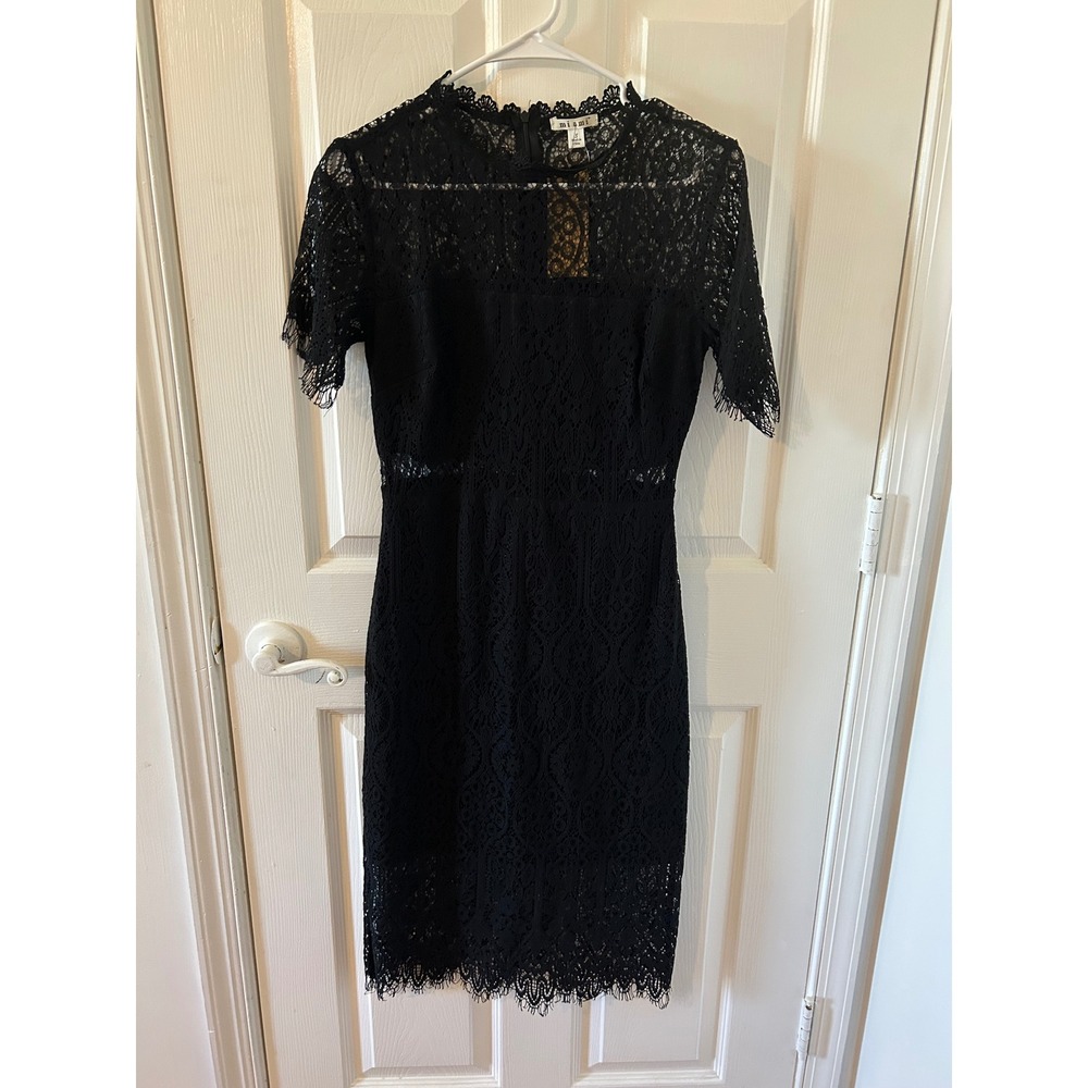 Francescas Miamasvin Black Lace Sheath Cocktail Size Small MIDI 
Dress NWT